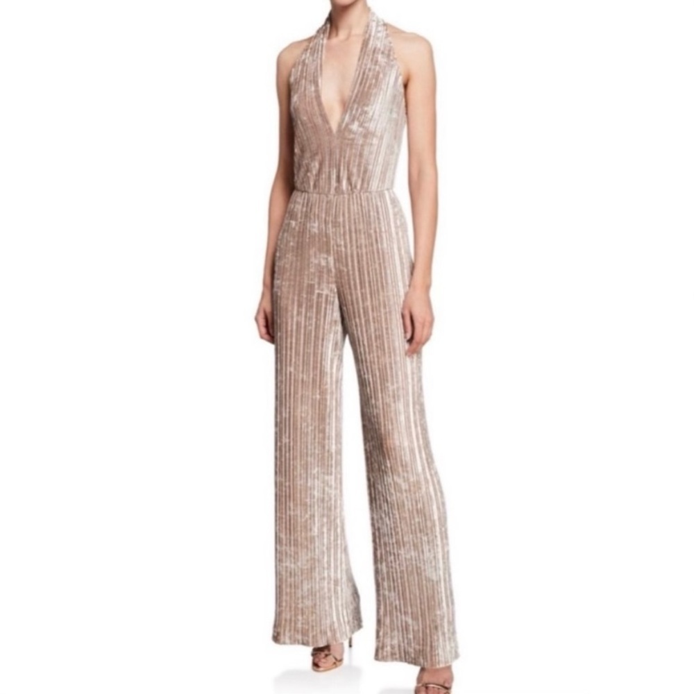 Black Halo Taupe Velvet Jumpsuit